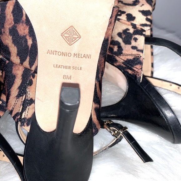 NEW ANONIO MELANI Cheetah Vilada Animal Print Black Bow Heels Shoes Size 8 - Picture 7 of 8